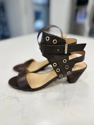 Joe's Jeans Chocolate Brown Strappy Sandals With Gold Accents Size 9 - Image 1 of 4