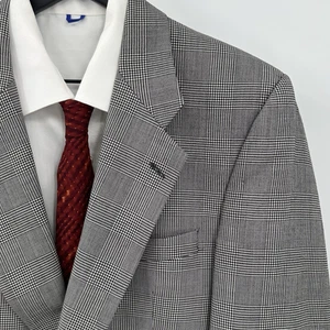 vintage 80s BURBERRYS jacket blazer sport coat 100% wool glen plaid black 40R - Picture 1 of 9