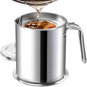Grease Container Stainless Steel Bacon Grease Saver with Fine Mesh Strainer 2... - Picture 1 of 7