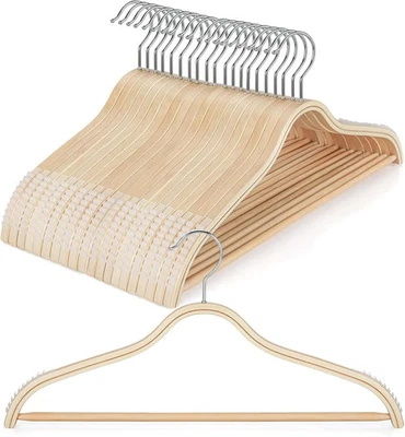 BP4U Perchas de Madera de Abedul Delgadas con Barra para Pantalones para Trajes, Abrigos, Camisas Foto 1 de 4