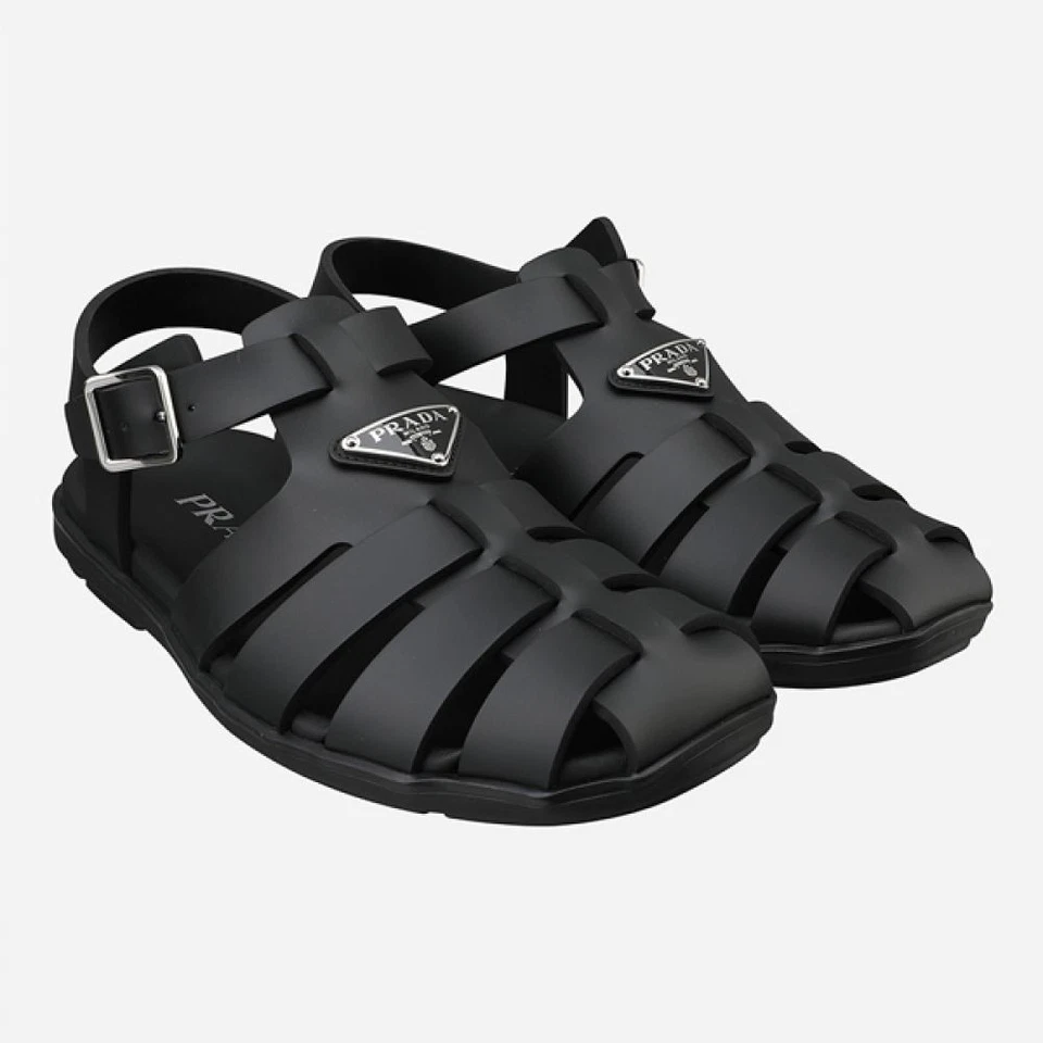 Sandalias de pescador Prada 5S para hombre con logotipo de triángulo negras 2X3119 3LKK F0002 128976892 Foto 1 de 1