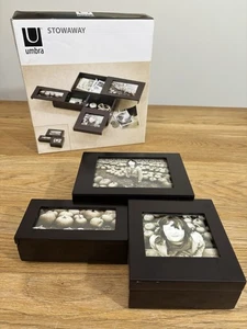 Umbra Stowaway Storage Box Photo Display Espresso Jewellery Trinkets - Picture 1 of 14