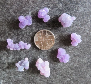 8er SET SELTENE TRAUBENACHAT (8,3 Gramm) NATURKRISTALLE (WINZIG) (B12) "INTUITION" - Bild 1 von 4