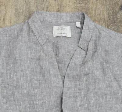 Baird McNutt Murano Gray V Neck Button Up Shirt Mens Sz L 100 %Linen  - Image 1 of 4