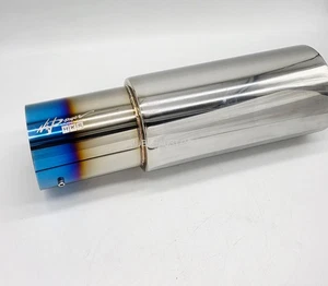 Exhaust Back Box Jap Style Exhaust Blue Tip Stainless Steel Burnt Effect Muffler - Picture 1 of 10