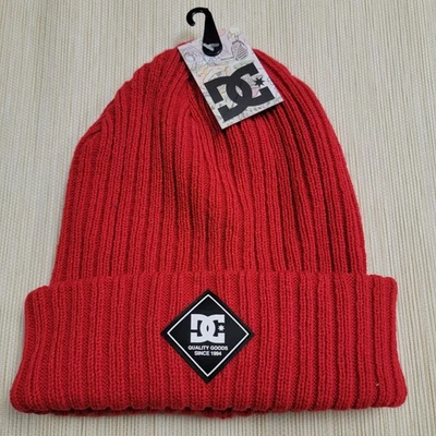 男式 DC 鞋 红色 CUFFED RIBBED BEANIE 帽子 均码 — 第 1/3 张图片