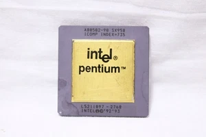 Vintage CPU Intel Pentium 90 MHz A80502-90 Gold Top - Bild 1 von 2