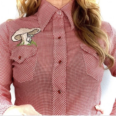 Rare Vintage Plaid Button Up Embroidered Western Long sleeve Size Small - Image 1 of 4