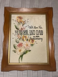 Arte de pared con marco de terciopelo de colección decoración colgante con amor madre y papá aniversario 1968 - Imagen 1 de 5