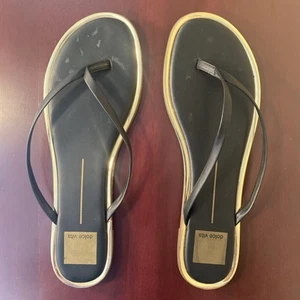 Dolce Vita Black and Gold Women's Size 8.5 Flip Flops VERY GOOD! - Picture 1 of 7