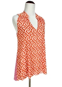 Top Anthropologie Sweet Pea Talla Pequeña Naranja Rosa Geométrico Sin Mangas Elástico - Imagen 1 de 7