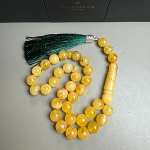 Cuentas de oración islámicas Misbaha Tasbih ámbar amarillo hechas a mano 12 mm 42,3 g - Imagen 1 de 3