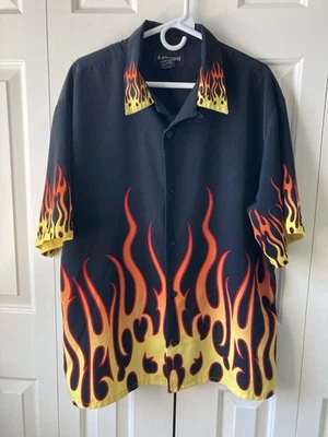 Винтажная рубашка без границ Flame размер большой - ЧИТАЙТЕ - Изображение 1 из 4