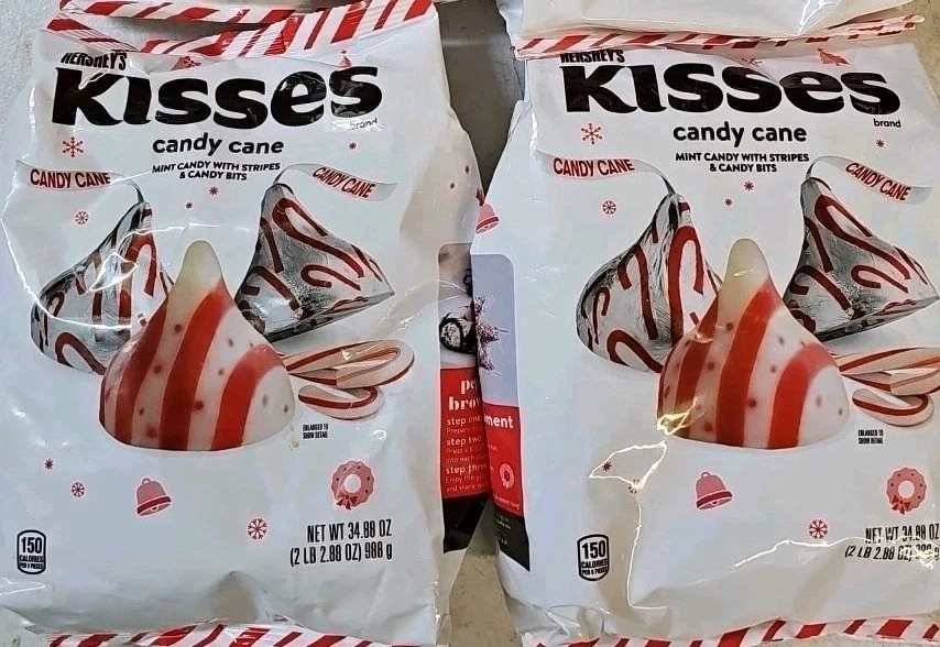 HERSHEY'S KISSES Candy Cane Flavored Christmas Candy Bulk Bag 34.88 oz