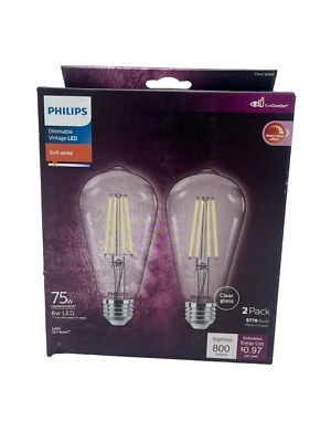 Philips Warm Glow 75W Equivalent Soft White ST19 Medium Vintage LED Decorative - Image 1 of 4