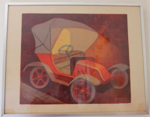 Lithographie TOFFOLI - "La vieille Renault" ,signée, EA - Picture 1 of 3