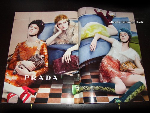 PRADA 2 pagine STAMPA ANNUNCIO autunno 2011 KELLY MITTENDORF Antonia Wesseloh JULIA CAMERA