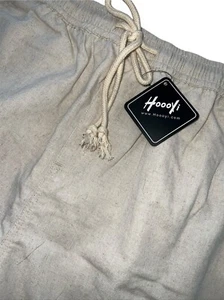 HOOOYI Men's Linen Blend SHORTS  ECRU 9" Inseam Draw String Elastic pockets - Picture 1 of 7