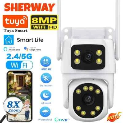 Tuya 5G WiFi Outdoor Dual Screen 4K 8MP Color Night Vision PTZ Security Camera - Image 1 of 4