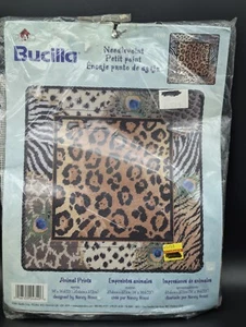 VTG Bucilla Needlepoint Animal Prints 2001 Pillow Kit By Nancy Rossi New Sealed - Picture 1 of 8