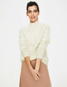 BODEN Elfenbein Isabella Grobstrick Mock High Neck Pullover Acryl Wolle Alpaka M 8 - Bild 1 von 6