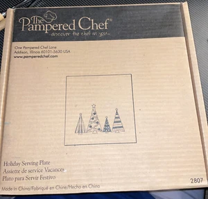 Pampered Chef Holiday Serving Plate 2807 Trees 11.75" square NEW in Box Platter - Picture 1 of 5