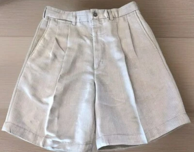 Pantalones cortos de golf PING beige a rayas plisados para hombre talla 32 Foto 1 de 4