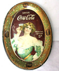 PLATEAU PUBLICITAIRE ANTIQUE AUTHENTIQUE COCA COLA ÉTAIN VINTAGE 755-C