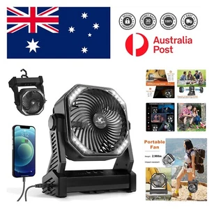 Rechargeable Outdoor Fan with Light - 4-Speed, Foldable Design for Camping - Picture 1 of 8