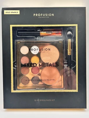 NEW Profusion Mixed Metals 12 Piece Eye & Face Kit Gold Sparkle - Image 1 of 4