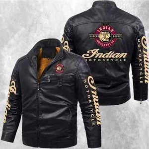 Men's Indian Motorcycle Jacket Genuine Cowhide Leather Inner Wool Biker Jacket - Picture 1 of 2