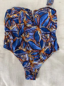 FE NOEL X Target Leafy Palm Print V-Neck High Leg One Piece Swimsuit 1X Straps - Picture 1 of 10