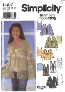 2003 Simplicity 5557 Misses Camisole Cardigan size P5 size 12-20 pattern uncut - Picture 1 of 3