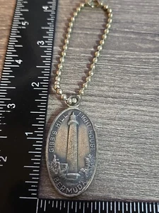 Vintage Bermuda Island Gibb's Hill Lighthouse Robbins Co Attleboro Keychain S4 - Picture 1 of 3