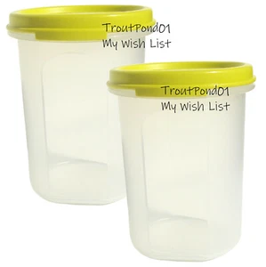 TUPPERWARE Modular Mates Round #2 Set 2 Containers 15 oz Margartia Green Seals - Picture 1 of 4
