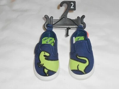 NEW, Wonder Nation BABY Boy Dinosaur Slip On Canvas Sneakers Size 2 - Image 1 of 3