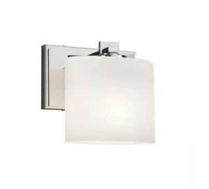 Justice Design 1-Light 7"W Brushed Nickel 3000K LED Bath Sconce w/Opal Glass - Picture 1 of 7