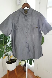 D graues Damen Industrial zwei Fronttaschen Knopfleiste Kurzarm Shirt Gr. M - Bild 1 von 8