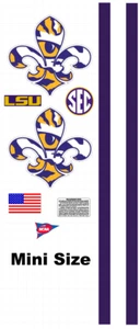 LSU Football Helmet Decals with Stripes mini Size 8 mil - Picture 1 of 1