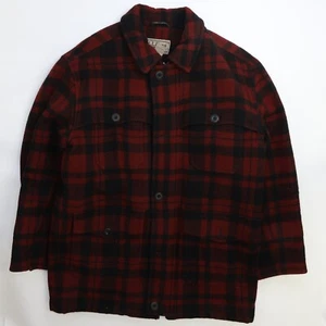 Vintage L.L. Giacca cappotto parka lana caccia fagioli taglia media rosso a quadri - Foto 1 di 9