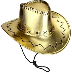 Metallic Gold Adult Outback Cowboy Hat Western Hens Fancy Dress Party Costume - Picture 1 of 1