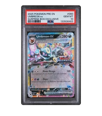 2025 Pokémon Prismatic Evolutions Umbreon EX Surprise Box Exclusive PSA 10 - Image 1 of 2