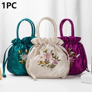 Bolso de mano bordado satinado estilo étnico embragues con cordón para teléfono para mujeres - Imagen 1 de 27