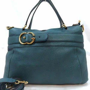 Gucci GG Ride Leather 2-Way Tote Shoulder Bag Green π 269963 Japan Used F/S - Picture 1 of 10