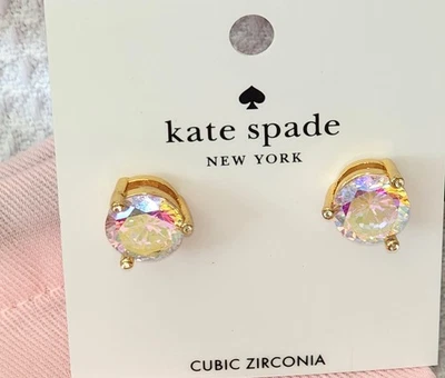 Aretes Kate Spade Cristal Elevado y Brillo Dorado/AB Aurora Nuevos con Etiquetas. ¡NO MINI! Foto 1 de 4
