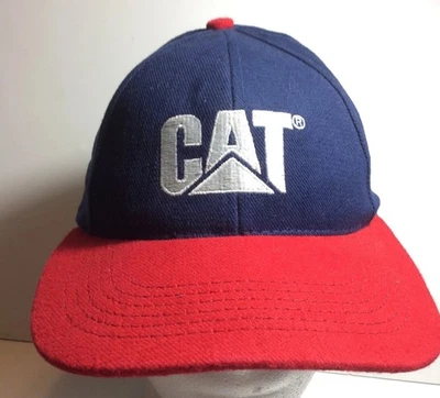 Boné Caterpillar CAT Equipment Vintage Snapback Vermelho Branco Bandeira Azul - Imagem 1 de 4