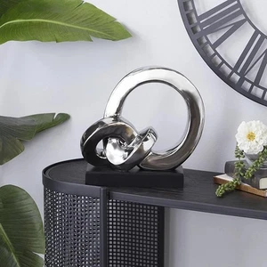Deco 79 Polystone Abstract Decorative Link Sculpture With Black Base, 12x5x12 - Picture 1 of 4