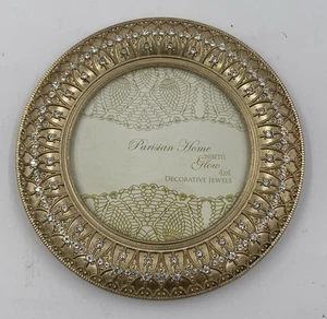 Pariser Haus Goldfarben Kreis Edelsteine Strass Foto Bilderrahmen 4x4 - Bild 1 von 6