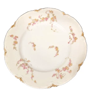 Plato de almuerzo Haviland Limoges Schleiger 1159 rosa floral dorado - Imagen 1 de 3