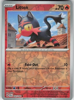 Pokemon Litten - 032/162 032/162 SV05: Temporal Forces Common Reverse Holo Near - Image 1 of 2